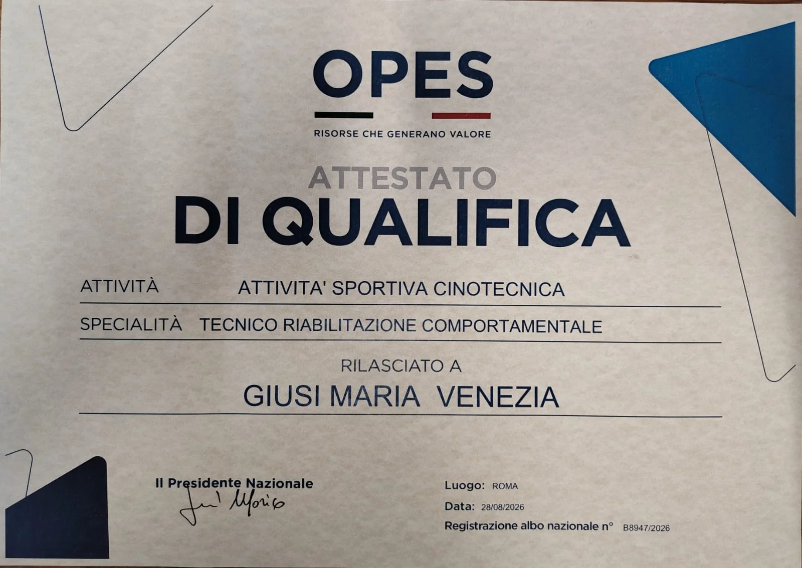 Diploma Giusi Maria Venezia