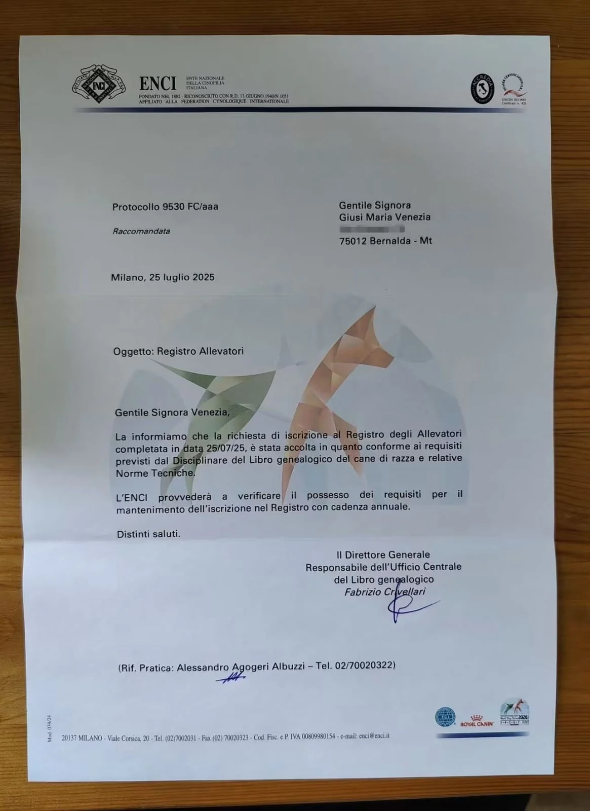 Diploma Giusi Maria Venezia